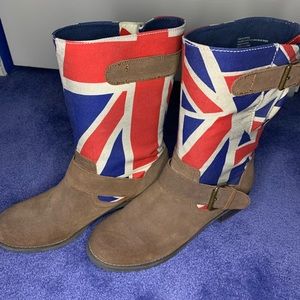 Short Boot, fabric upper, union jack design